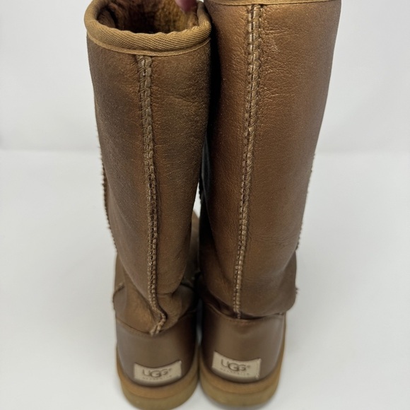UGG Classic Tall Metallic Copped Brown Sherpa Lined Boots - Picture 6 of 10